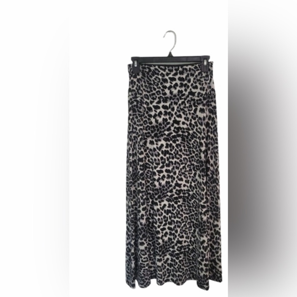 Coco Bianco Black and White Leopard Print Maxi Skirt S/M lots of stretch